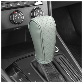 Leather Gear Shift Cover Diamond Embroidery Design,Durable Shift Knob Cover for Shift Lever Protection,Universal Car Gear Shift Cover Car Decorative Accessory Suitable for Cars,Trucks,SUVs (Gray)