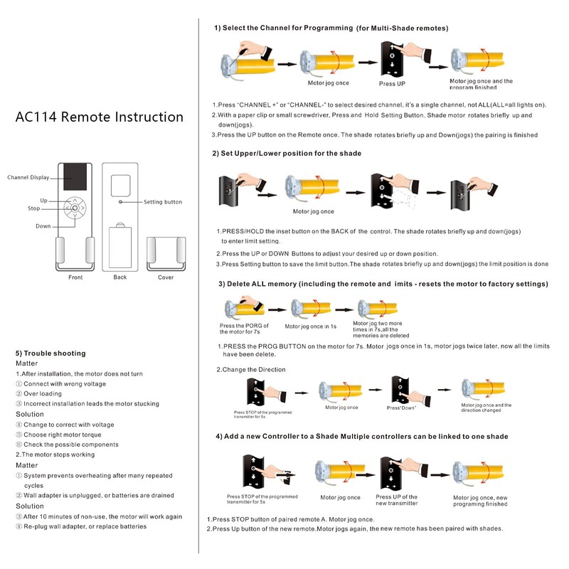 AC114-01- 1 Channel Blinds Controller for Motorized Roller Shades and