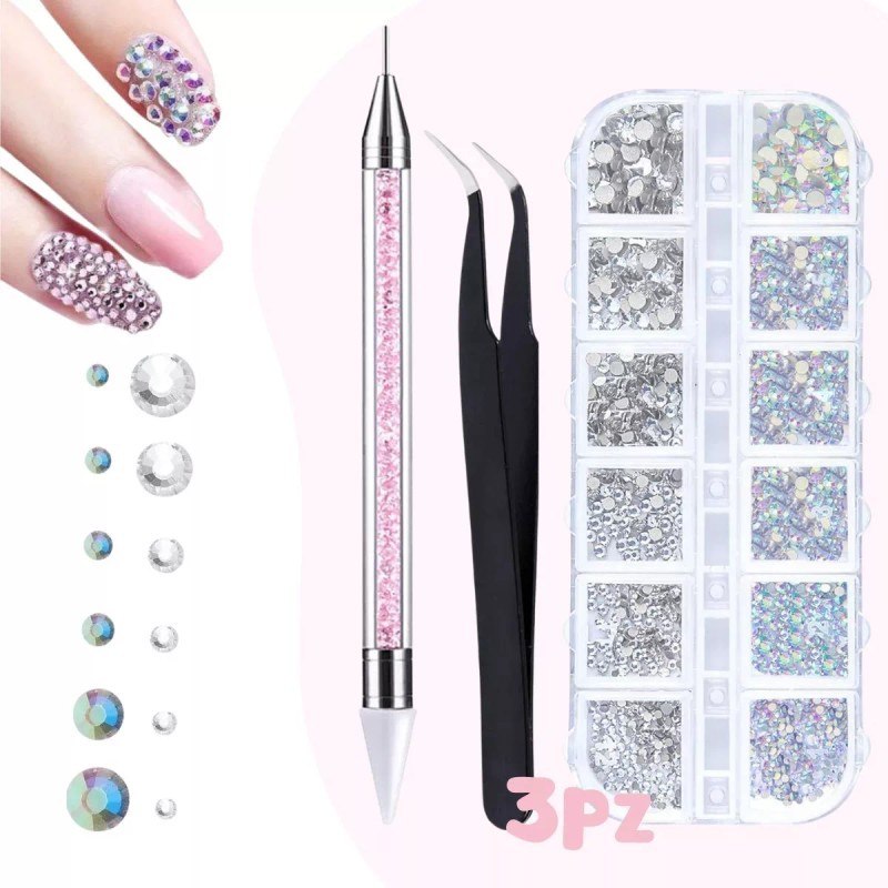 Universo en Linea Kit Decoración De Uñas Piedras Pinzas Y