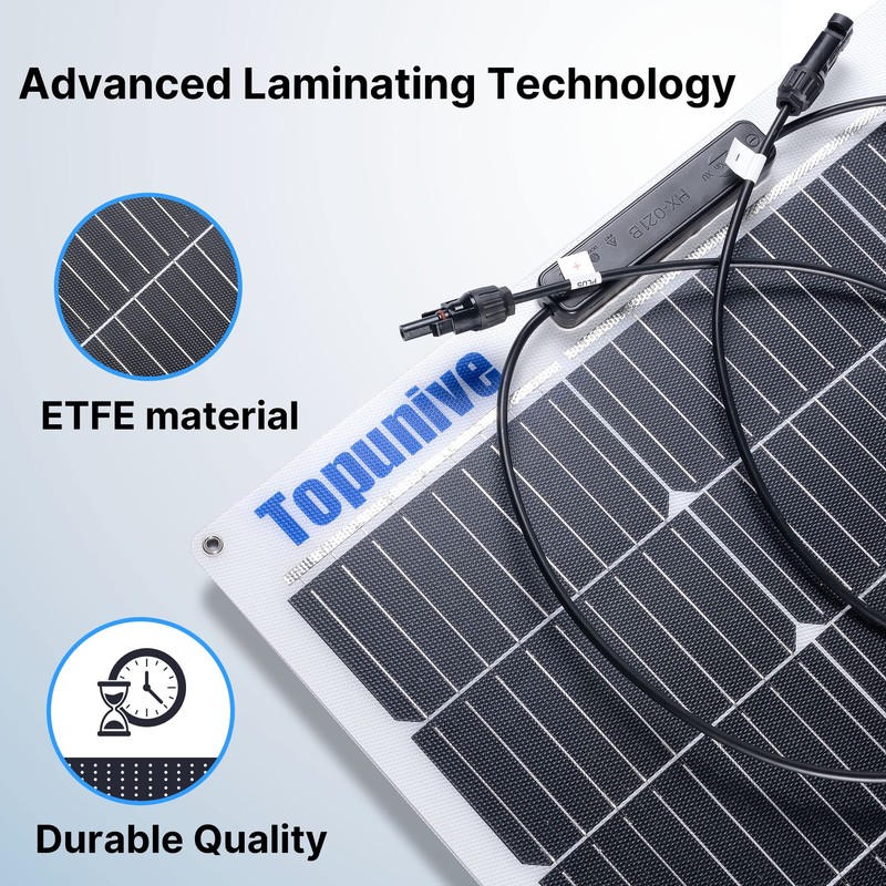 Topunive 100W 12V Flexible Solar Panel 9BB Monocrystalline Cell 12
