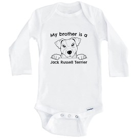 My Brother is A Jack Russell Terrier Cute Dog Breed One Piece Baby Bodysuit (Long Sleeve), 18 Months White