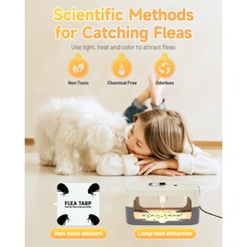 2 Pack Flea Traps for Inside Your Home, Flea Light Traps for Home Indoor with 4 Bulbs and 8 Sticky Discs, Bed Bug Trap Safe to Pets and Kids