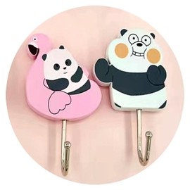 BOAMAU Kid Cute Panda Themed Coat Hook Wall Hooks Decorative Hooks for Baby Nursery and Bedroom Wood Jungle Animal Home Decor Hooks(Panda)