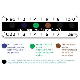 One Step Urine Temperature Test Strips, 10 x Stick on Adhesive Thermometer Strips for Urine Collection Bottles, Visual Display Measurement Range of 32°C-38° or 90°F-100°F