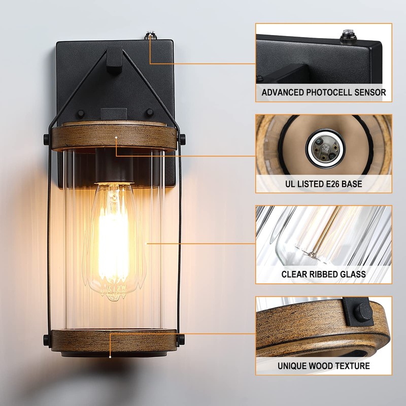 LONEDRUID 2 Pack Dusk to Dawn Outdoor Wall Light Fixtures