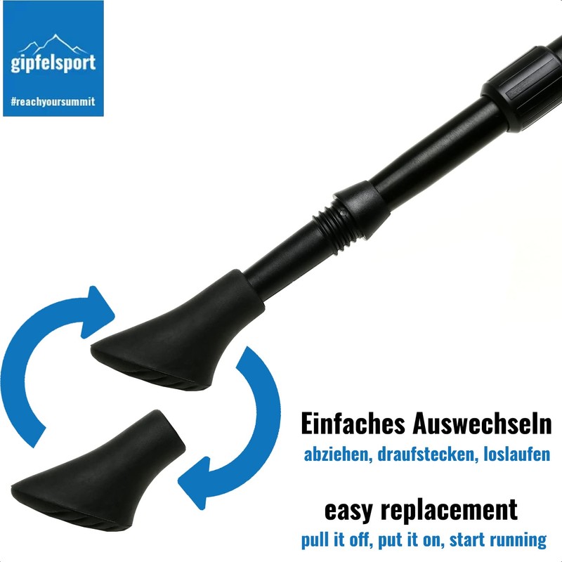 gipfelsport Nordic Walking Rubber Buffer Pads for Nordic Walking Poles