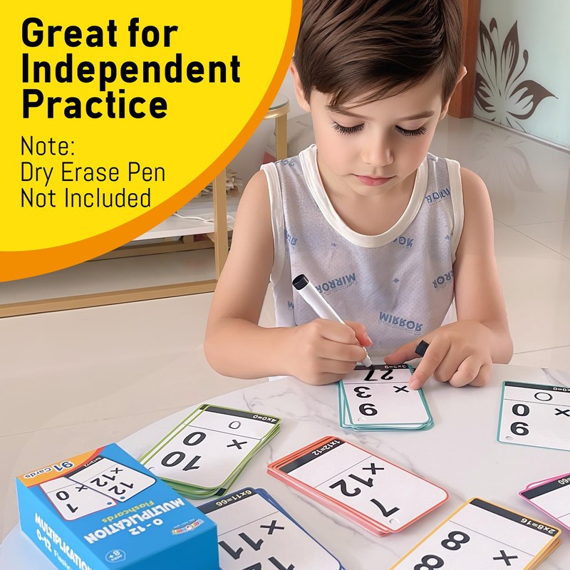 BenBen Multiplication Flash Cards 0-12, 91 Cards, Times Table Flash