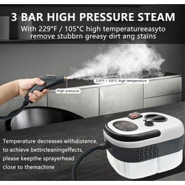 Handheld Steam Cleaner, 2500W High Pressure Steamer for Cleaning with 11 Attachments, Portable Steam Cleaner For Car Detailing, Home, Upholstery, Kitchen, Bathroom, Furniture, Tile Grout
