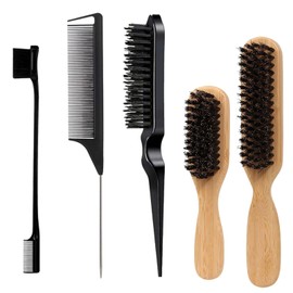 5Pcs Beard Brush for Men, Slick Back Hair Brush Beard Comb, Fashion Boar Bristle Hair Brushs Men Boar Bristle Slick Back Brushs, Suitable Various Beards and Hairs Texture