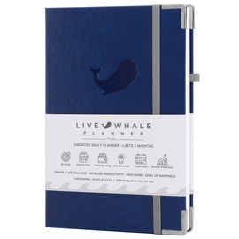 Live Whale Planner - 90 Day Planner & Journal Combo - Focus Planner for Busy Lifestyles | Daily Mindfulness, Task Tracking & Goal Setting | Non-Dated Full Focus Planner. (Blue/Grey)