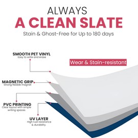 Artimiki Magnetic Monthly Planner 17 x 12 Inches – Monthly Fridge Calendar with 4 Magnetic Markers, 1 Eraser and 1 Small Dry Erase Board – Ideal for Classroom, Kitchen, Home, and Office Organization