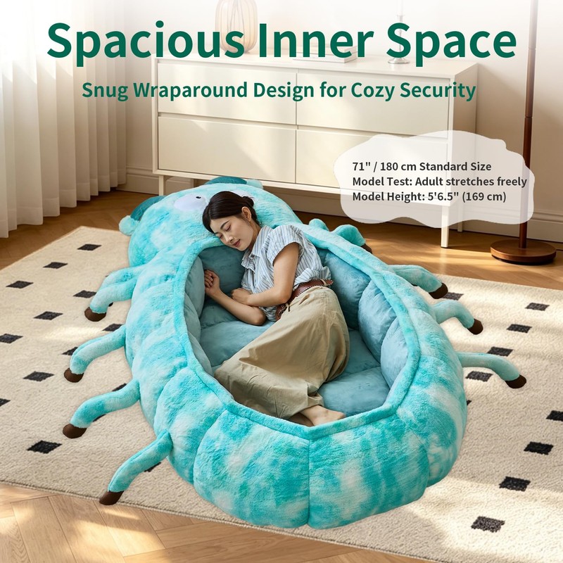 Hugging Sleeping Bag, Fluffy Animal Shaped Slumber Pod, Adult Sleep
