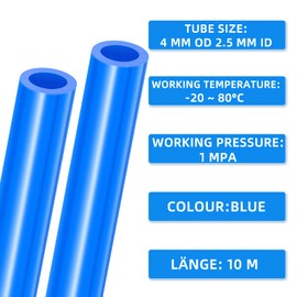 ERGAOBOY Blue 10M Polyurethane PU Air Hose Pipe Kit, 4mm OD x 2.5mm Inner Diameter with 14 Connection Sets