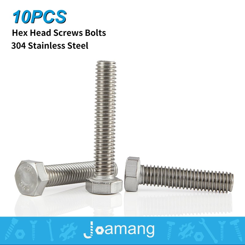 Joamang 1/4-20 x 2-1/2" 10PCS Hex Head Bolts Screws, Stainless