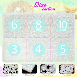 qiipii qiipii White Flatback Pearls w B7000 Jewelry Glue for Crafting Assorted Size 3/4/5/6/8/10mm Half Pearl Bedazzling Bead for Nails Face Eyes Makeup DIY Crafts Clothing Tumbler Shoes
