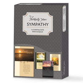 Designer Greetings Faithfully Yours Inspirational Sympathy Boxed Card Assortment, In His Comfort with Biblical Scripture Verses (Box of 12 Greeting Cards with Envelopes)