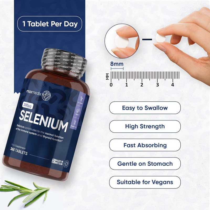 Selenium 200mcg - 1 Year Supply - 365 Selenium Tablets