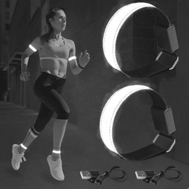 fogman Armband LED Luminous Running Light Walking Accident Prevention Set of 2 (White)