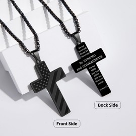 AMAZINGSUN American Flag Cross Necklace for Men, Men Black Cross Necklace Gifts.American Flag Pendant Chain for Men.Flag Necklace Gifts for Men