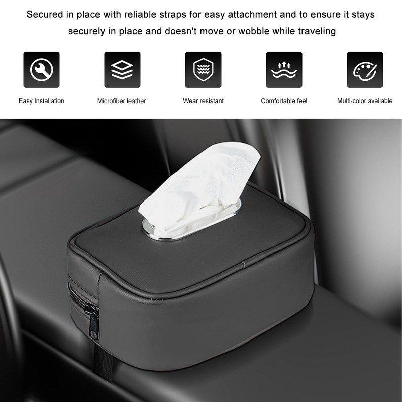 BWBWND Car Tissue Holder, Leather Backseat Rectangular Tissue Box Cover