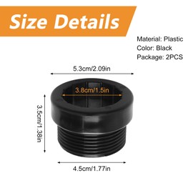 MOROBOR 2Pcs Pool Umbrella Stabilizer Adapter, Threaded Adapter Sleeves Pool Umbrella Sleeve Umbrella Pole Stabilizer Fits for Patio Outdoor 1.5" Umbrellas Insert (Black)