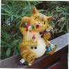 BESPORTBLE Resin Cat Eating Gnomes Statue Unique Cat Figurine for