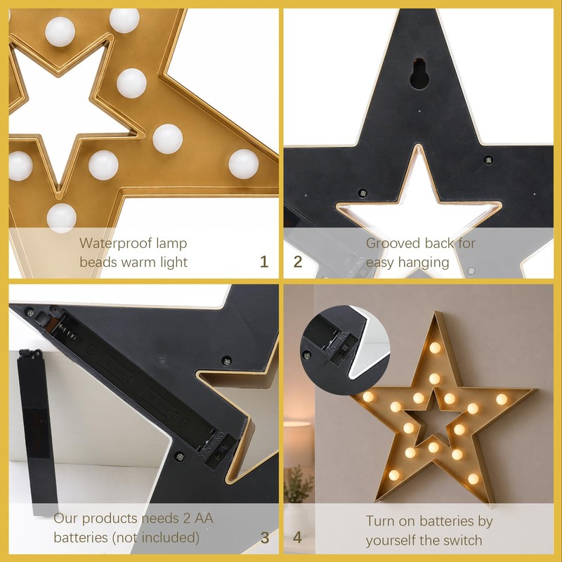13 Inch Gold Star Marquee Sign
