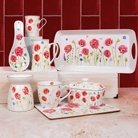 The Leonardo Collection LP94597 Poppy Field Mugs (Set of 2), Fine China, Boxed