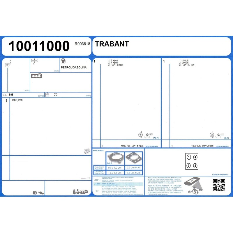 AJUSA 10011000 Gasket for Cylinder Head