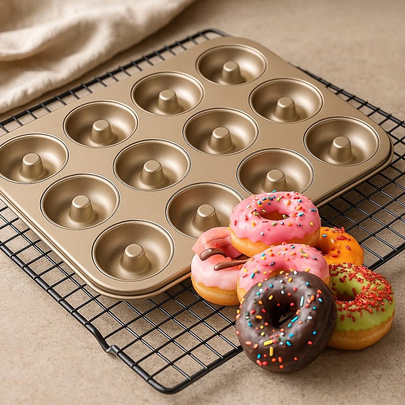 Old Tjikko Doughnuts Baking Mould, 12 Cavities Doughnut Mould, Baking