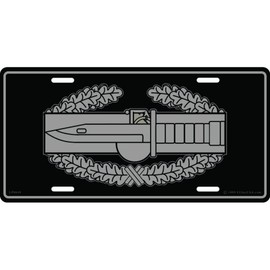 United States Army Silver on Black Combat Action Badge License Plate Embossed