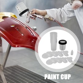 Automotive Paint Mixing Cups | 400ml Paint Hard Cup with Retainer Ring and 5 Plugs - 10 Liners, 10 Lids, Car Painting Supplies for Body Shop Repair