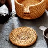 Posavasos de bebida de ratán redondos, 6 piezas de bebidas