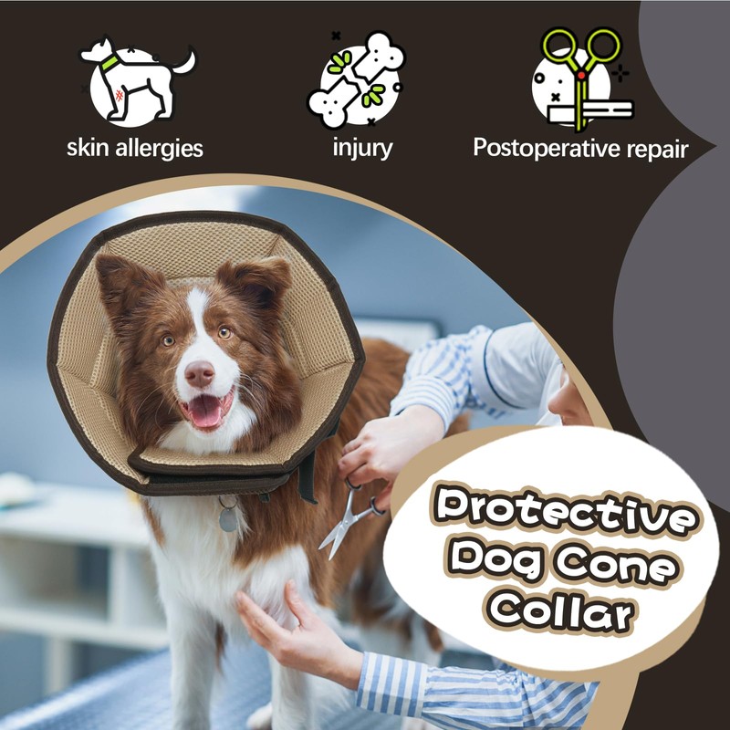 Dog Cone Collar After Surgery, Adjustable Soft Recovery Cone for