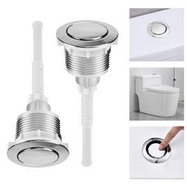 Favengo Toilet Flush Button, Dual Cistern Button, ABS Chrome-Plated Bathroom Installation Replacement Accessories, Toilet Flush Button Circular Letter, ABS Chrome-Plated Bathroom Installation