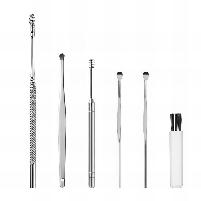 6-piece earpick set, earwax removal spring, ear flap, earplug, ear