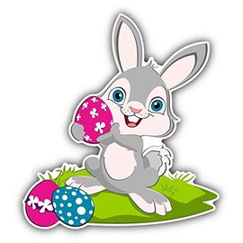 JJH Inc Magnet Easter Bunny Pin Egg Funny Flexible Vinyl Magnet Waterproof Car Magnetic Bumper Sticker 5"