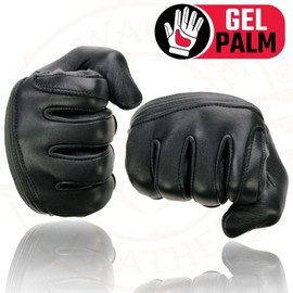 Milwaukee Leather MG7735 Women's Black Leather Gel Palm Motorcycle Hand Gloves W/Flex Knuckles - Large