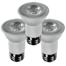 Diodesy- PAR16 LED Long Neck Flood Light Bulb 6.5W 500 Lumen E26 Medium Base 5000K Bright White Ideal for Track & Recessed Spot Light Bulbs 120V CRI80 40° Beam Angle Dimmable White Finish Pack of 3