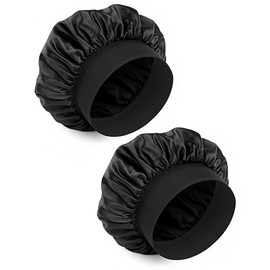 IPNSDON Pack of 2 Silk Night Hat, Satin Hair Hat, Night Hair Cap, Night Hat to Protect Hair, Hair Cap for Sleeping, Hat Night Cap, (Black), beige