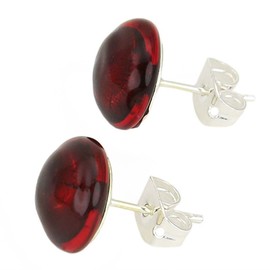 Glass Of Venice Murano Glass Button Stud Earrings - Ruby Red