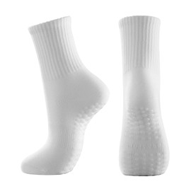 STNFAMILI Pilates Yoga Socks with Grips for Women, Non Skid Sticky Socks, Non Slip Grip Socks for Women (2 Pairs - White/Black)