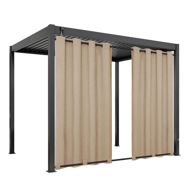 Easy-Going Linen Look Outdoor Curtains Waterproof Windproof Porch Curtains, Soft