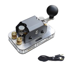 Metal Mini CW Morse Code Training Manual Key Radio CW Dual Paddle Magnetic Return Paddles Morse Lambic Key for Amateur Ham Radio