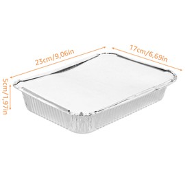 LDXDRU Pack of 50 Aluminium Trays with Lids, Disposable Aluminium Grill Trays, 23 x 17 x 5 cm, Aluminium Grill Trays, Drip Trays, Grill Trays, Aluminium Disposable Bowls with Lids for Cooking, Baking