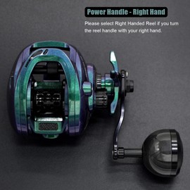 CAMEKOON Chameleon 200 Baitcasting Fishing Reel, Only 6.3 Ounces. Carbon Fiber Frame & Side Covers, 7+1 Stainless Steel Ball Bearings, Magnetic Brakes, Power Handle, Low Profile Baitcaster