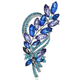 FAIRYGATE Crystal Brooch Rhinestone Lapel Pin Blue Crystal Brooches for Women Ladies Wedding Bouquet, B4005
