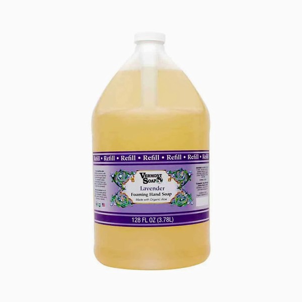 VERMONT SOAP Organics Foaming Hand Soap, Liquid Soap with Pre-diluted Formula - Ready to Use Hand Soap Lavender With Convenient and Economical Gallon Refill