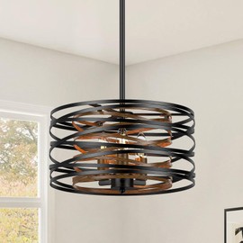 12.6 in Black Chandelier, 3-Light Farmhouse Chandelier for Dining Room Lighting Fixtures Hanging, Dining Light Fixtures Industrial Modern Chandelier for Bedroom, Foyer, Kitchen, Living Room, Entryway