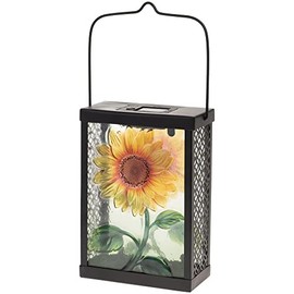 Boston International Solar Lanterns Decorative Outdoor Lantern, 9.25" Tall, Sunflower
